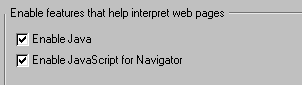 Netscape Navigator options for java